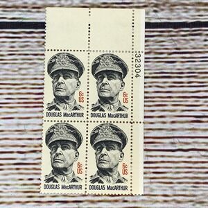 Douglas MacArthur 6c US Postage Stamp Block of‎ 4 Unused Collectible